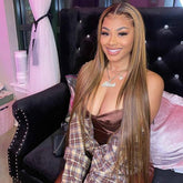 Highlight Color Straight Hair 3 Bundles with 5x5 Lace Closure - MeetuHair